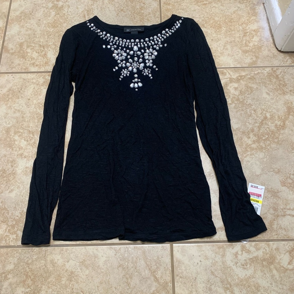INC Elegant Black Embellished Women's Top orig NWT 59